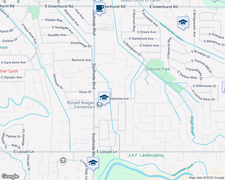 map of restaurants, bars, coffee shops, grocery stores, and more near 3303 East Oklahoma Avenue in Nampa