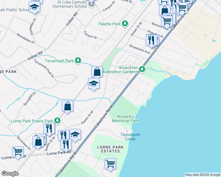 map of restaurants, bars, coffee shops, grocery stores, and more near 680 Sweetwater Place in Mississauga
