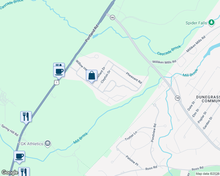 map of restaurants, bars, coffee shops, grocery stores, and more near 7 Meserve Circle in Saco