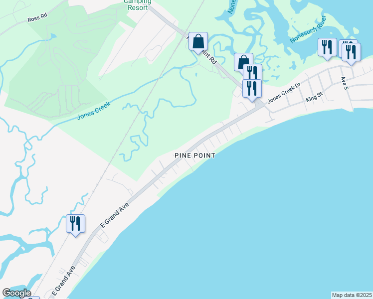 map of restaurants, bars, coffee shops, grocery stores, and more near 69 East Grand Avenue in Scarborough