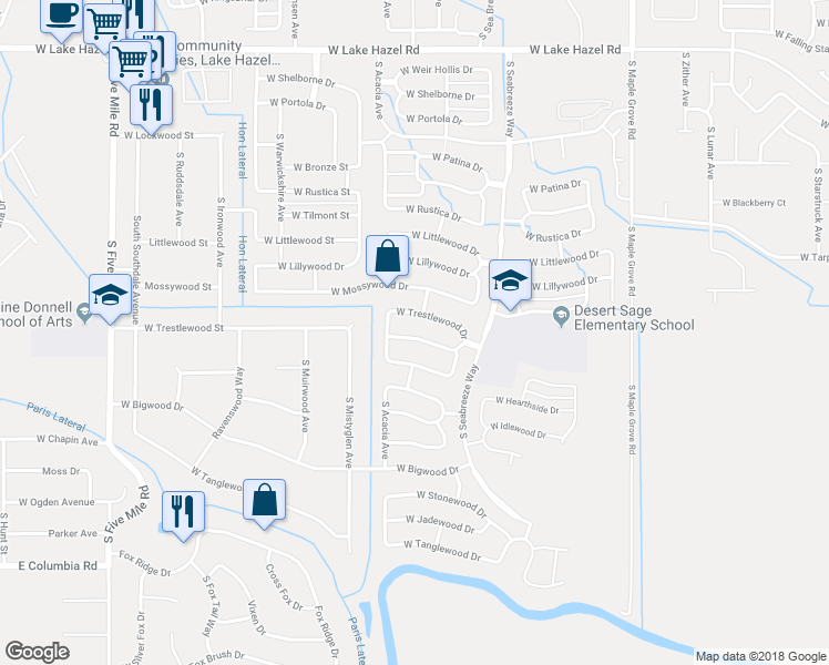 map of restaurants, bars, coffee shops, grocery stores, and more near 9682 West Homewood Drive in Boise