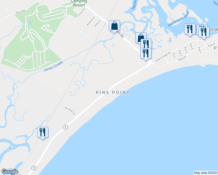 map of restaurants, bars, coffee shops, grocery stores, and more near 69 East Grand Avenue in Scarborough