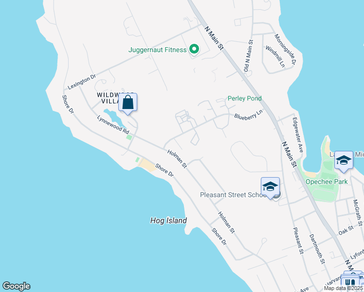 map of restaurants, bars, coffee shops, grocery stores, and more near 180 Blueberry Lane in Laconia