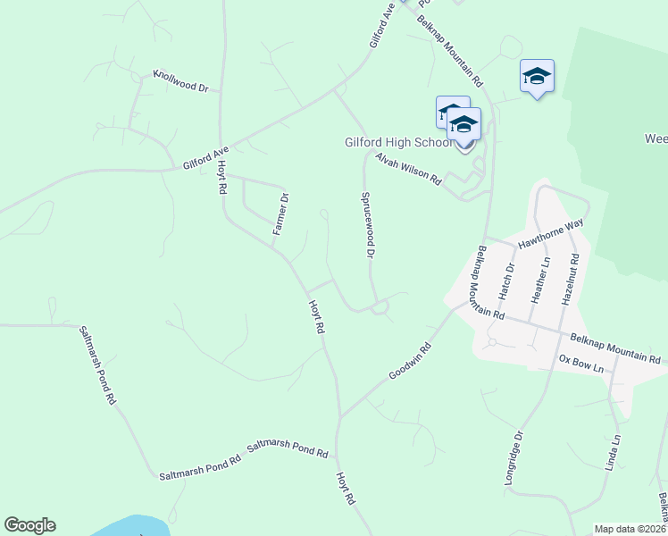 map of restaurants, bars, coffee shops, grocery stores, and more near 36 Timber Lane in Gilford