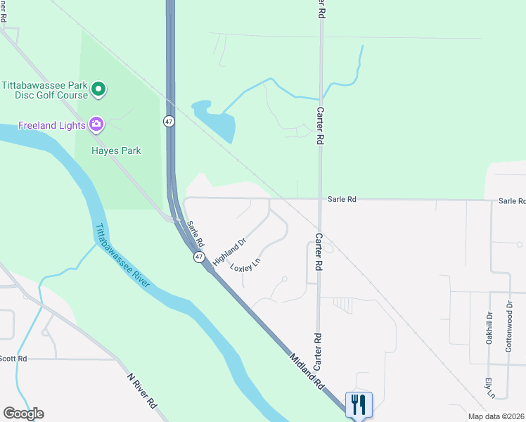 map of restaurants, bars, coffee shops, grocery stores, and more near 8971 Highland Drive in Freeland