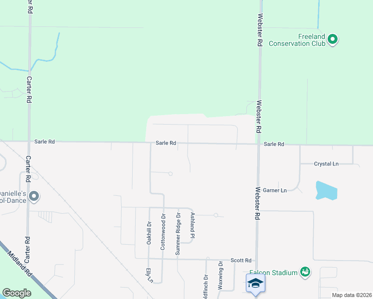 map of restaurants, bars, coffee shops, grocery stores, and more near 10283 Sarle Road in Freeland