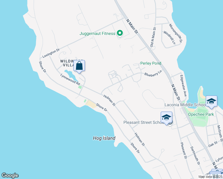 map of restaurants, bars, coffee shops, grocery stores, and more near 180 Blueberry Lane in Laconia