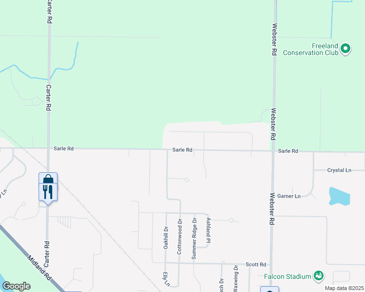 map of restaurants, bars, coffee shops, grocery stores, and more near 8986 Cottonwood Drive in Freeland