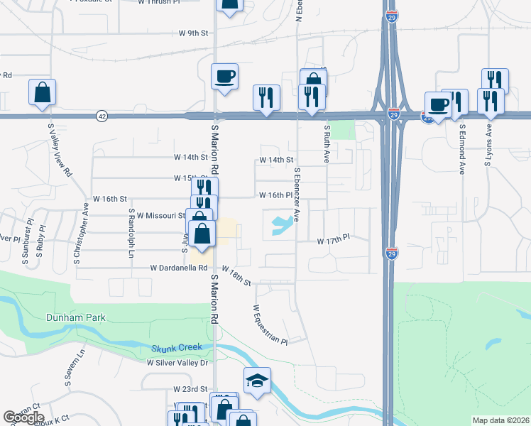 map of restaurants, bars, coffee shops, grocery stores, and more near 816 South Beta Place in Sioux Falls