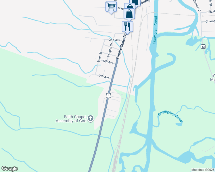 map of restaurants, bars, coffee shops, grocery stores, and more near 296 Broadway in Whitehall