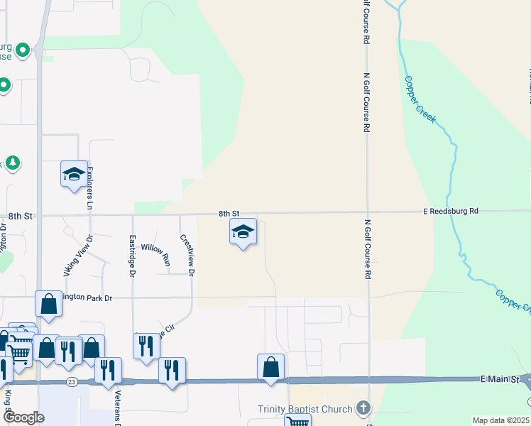 map of restaurants, bars, coffee shops, grocery stores, and more near East Reedsburg Road in Reedsburg