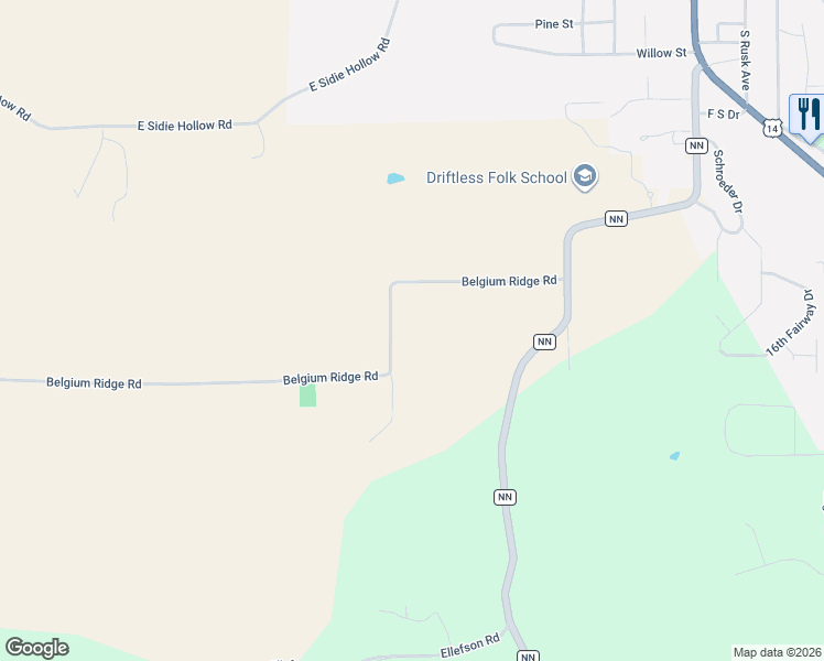 map of restaurants, bars, coffee shops, grocery stores, and more near E7075 Belgium Ridge Road in Viroqua