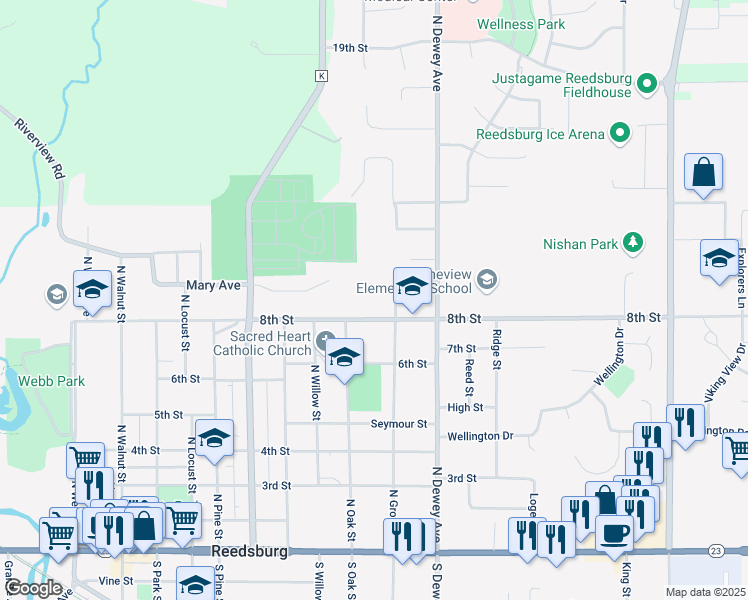 map of restaurants, bars, coffee shops, grocery stores, and more near 841 North Grove Street in Reedsburg