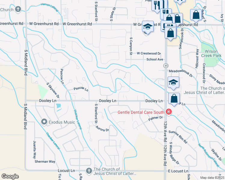 map of restaurants, bars, coffee shops, grocery stores, and more near 2923 Island Drive in Nampa