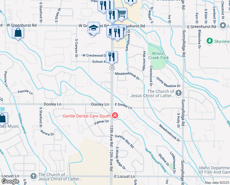 map of restaurants, bars, coffee shops, grocery stores, and more near 2911 Laurel Way in Nampa