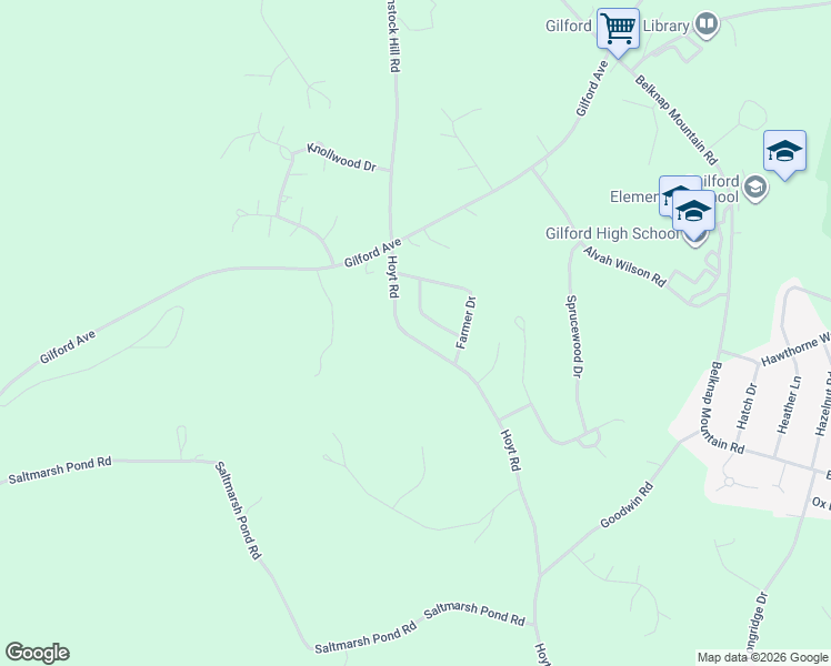 map of restaurants, bars, coffee shops, grocery stores, and more near 36 Hoyt Road in Gilford