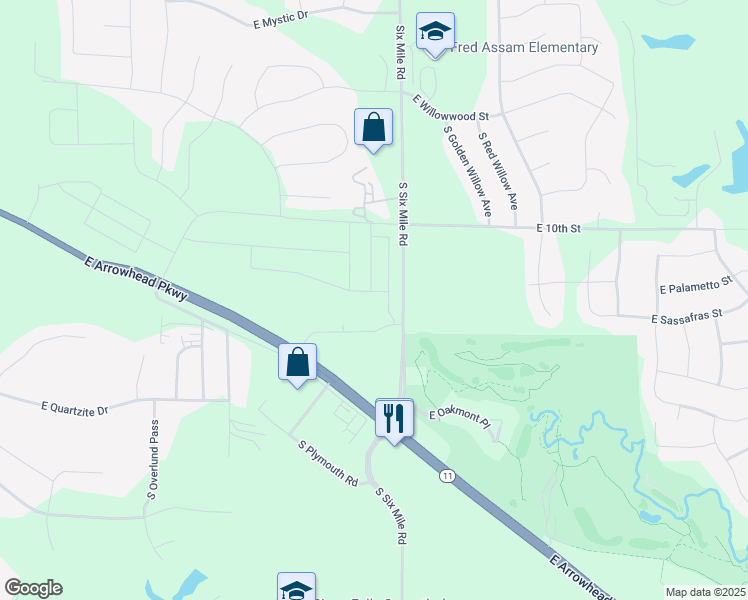map of restaurants, bars, coffee shops, grocery stores, and more near 531 South Six Mile Road in Sioux Falls
