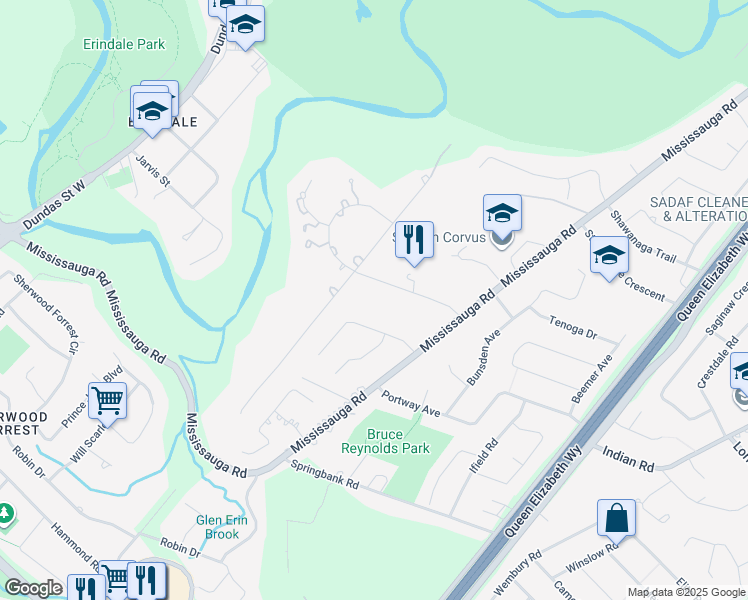 map of restaurants, bars, coffee shops, grocery stores, and more near 2280 Doulton Drive in Mississauga