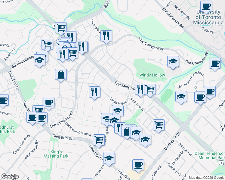 map of restaurants, bars, coffee shops, grocery stores, and more near 2149 Millway Gate in Mississauga