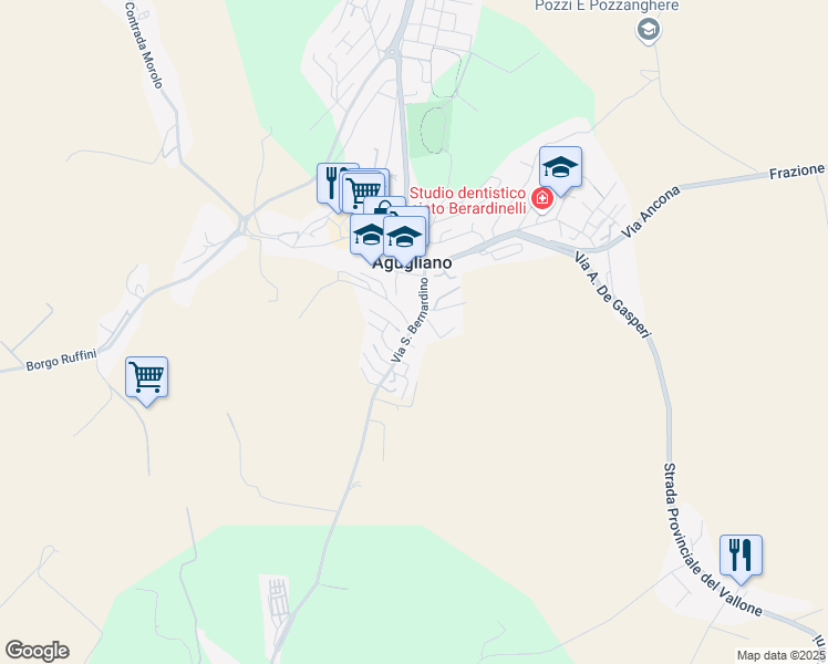 map of restaurants, bars, coffee shops, grocery stores, and more near 25 Via San Bernardino in Agugliano