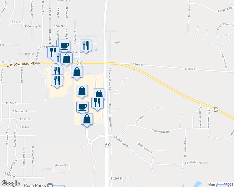 map of restaurants, bars, coffee shops, grocery stores, and more near East Harvest Trail in Sioux Falls