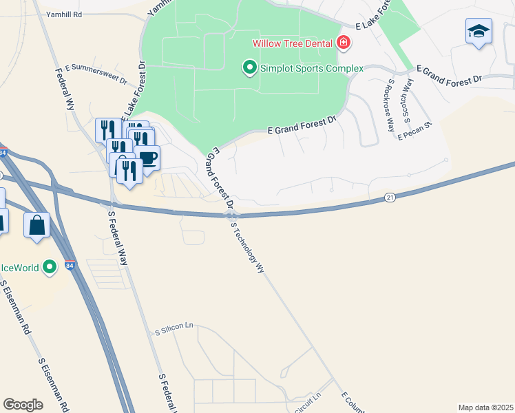 map of restaurants, bars, coffee shops, grocery stores, and more near 2951 East Heartleaf Lane in Boise