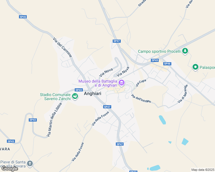 map of restaurants, bars, coffee shops, grocery stores, and more near 1883 Piazza Baldaccio in Anghiari