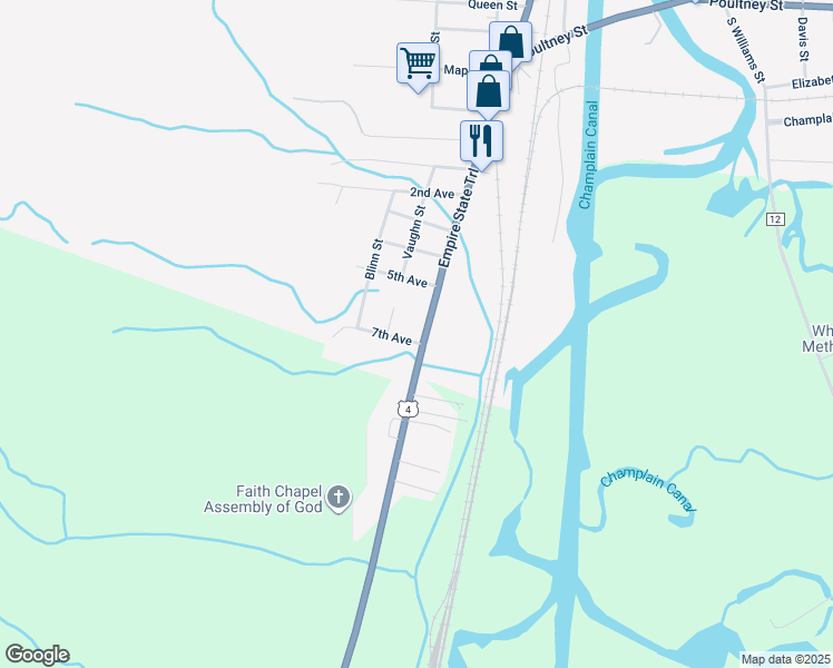 map of restaurants, bars, coffee shops, grocery stores, and more near 258 Broadway Avenue in Whitehall