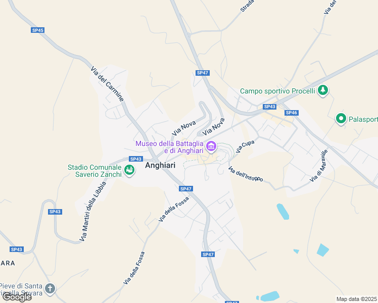 map of restaurants, bars, coffee shops, grocery stores, and more near 1883 Piazza Baldaccio in Anghiari