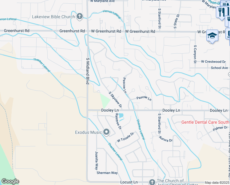 map of restaurants, bars, coffee shops, grocery stores, and more near 898 West Hillside Place in Nampa
