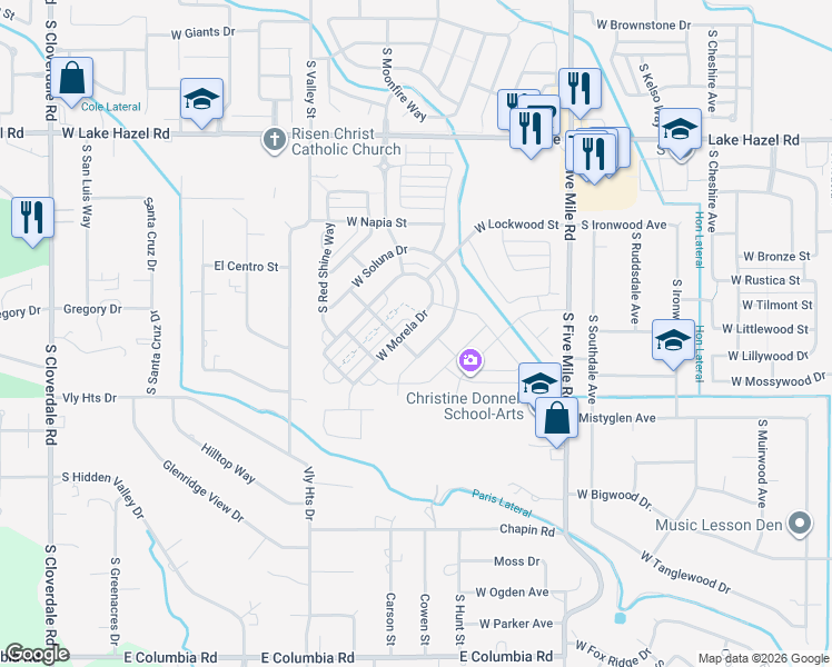 map of restaurants, bars, coffee shops, grocery stores, and more near 6881 South Talasi Avenue in Boise