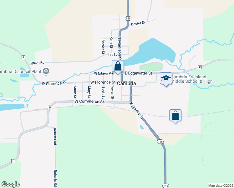 map of restaurants, bars, coffee shops, grocery stores, and more near 120 West Commerce Street in Cambria