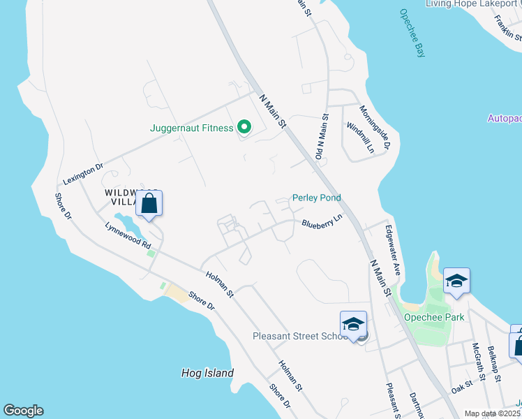 map of restaurants, bars, coffee shops, grocery stores, and more near 39 Blueberry Lane in Laconia