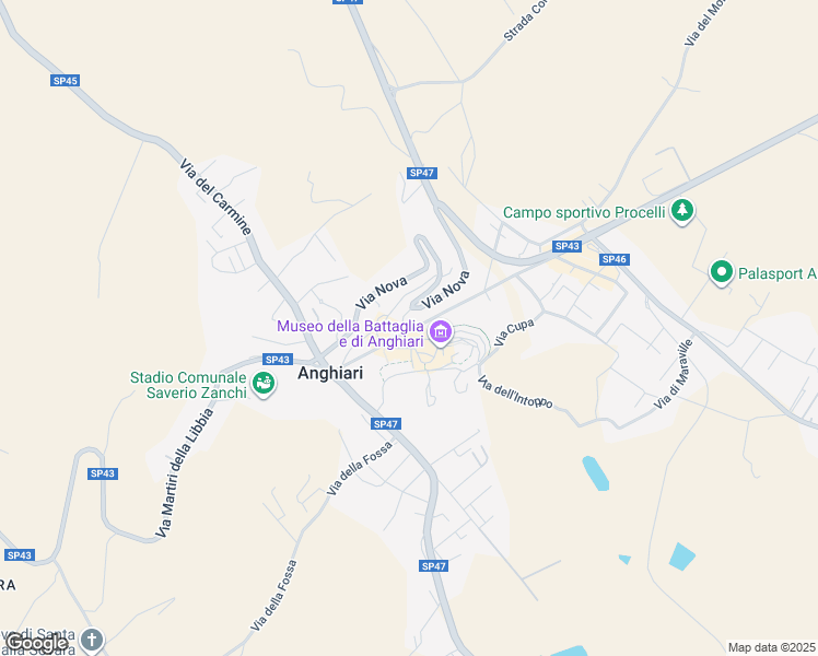 map of restaurants, bars, coffee shops, grocery stores, and more near 4 Via Nova in Anghiari