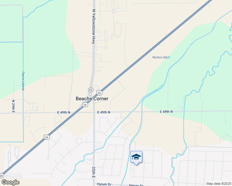 map of restaurants, bars, coffee shops, grocery stores, and more near 3568-3590 East Ririe Highway in Idaho Falls