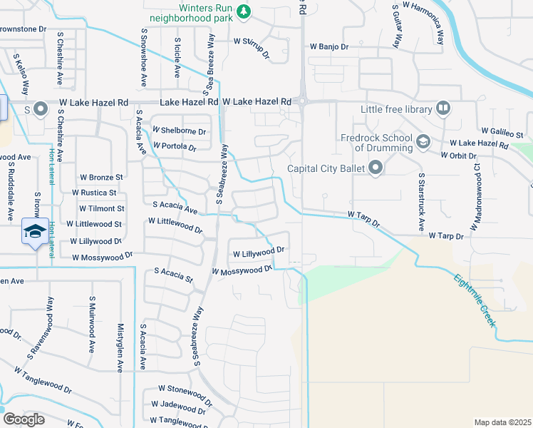 map of restaurants, bars, coffee shops, grocery stores, and more near 9165 West Alderberry Drive in Boise