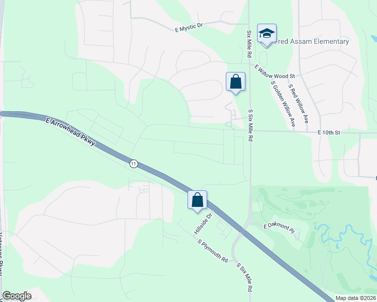 map of restaurants, bars, coffee shops, grocery stores, and more near 6827-7699 East 10th Street in Sioux Falls