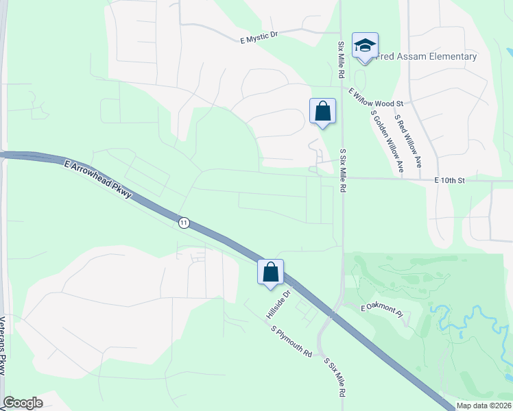 map of restaurants, bars, coffee shops, grocery stores, and more near 6827-7699 East 10th Street in Sioux Falls