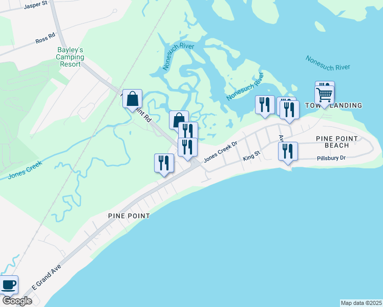 map of restaurants, bars, coffee shops, grocery stores, and more near 358 Pine Point Rd in Scarborough
