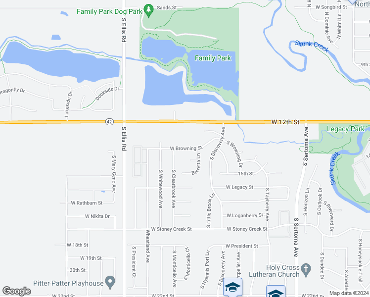 map of restaurants, bars, coffee shops, grocery stores, and more near West Browning Street in Sioux Falls