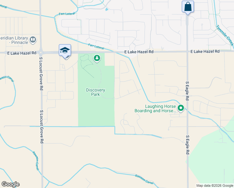 map of restaurants, bars, coffee shops, grocery stores, and more near 2569 East Lake Hazel Road in Meridian