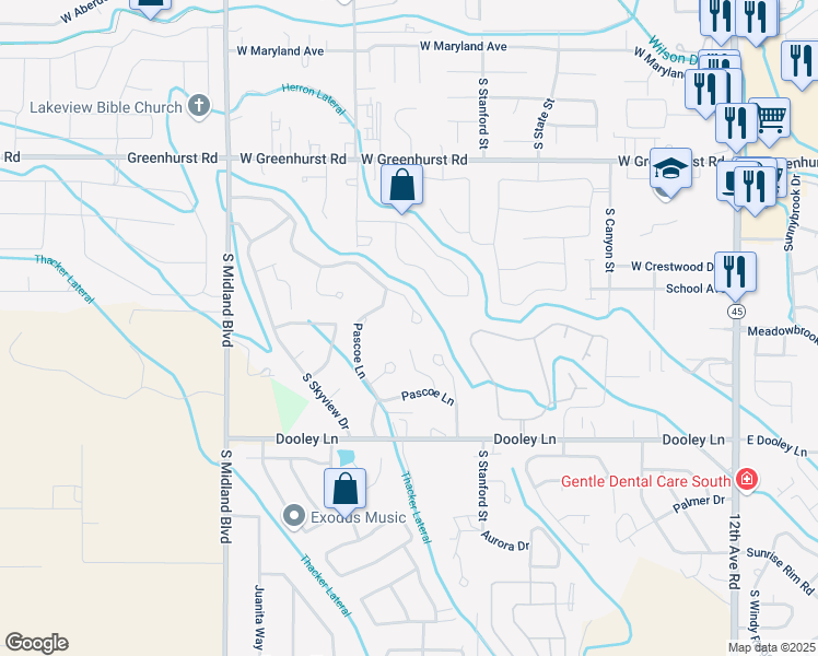 map of restaurants, bars, coffee shops, grocery stores, and more near 707 Parkside Way in Nampa