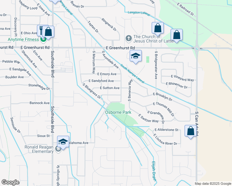 map of restaurants, bars, coffee shops, grocery stores, and more near 3800 East Wicklow Avenue in Nampa