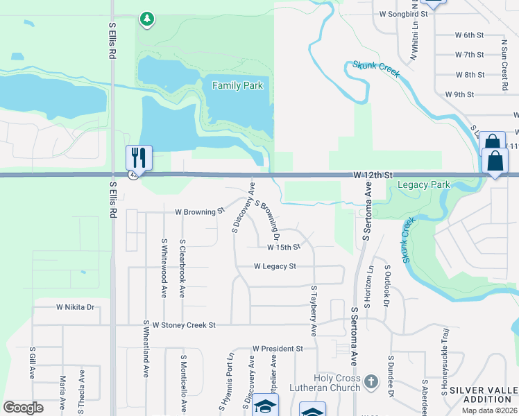 map of restaurants, bars, coffee shops, grocery stores, and more near 504 South Benelli Drive in Sioux Falls