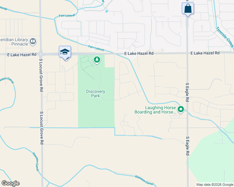 map of restaurants, bars, coffee shops, grocery stores, and more near 2569 East Lake Hazel Road in Meridian