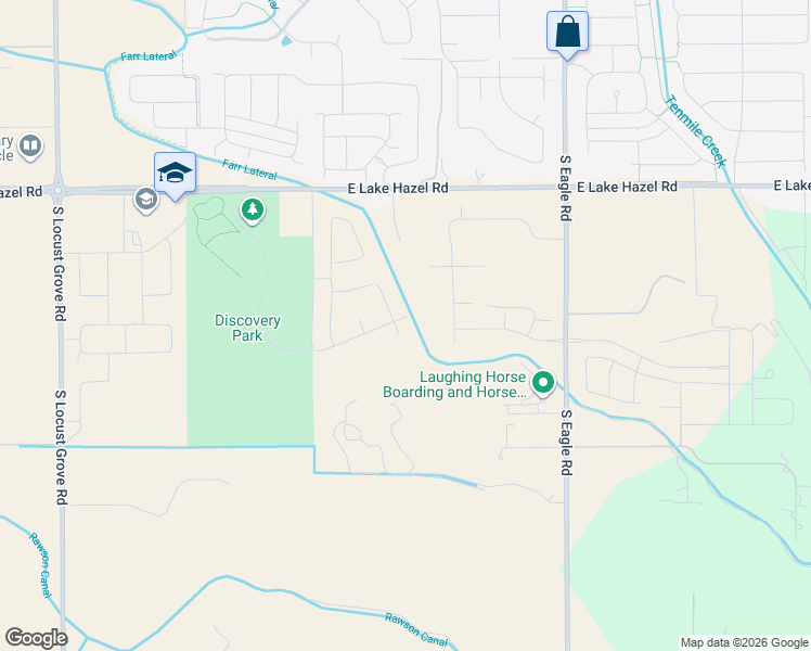 map of restaurants, bars, coffee shops, grocery stores, and more near 6519 South Raap Ranch Lane in Meridian