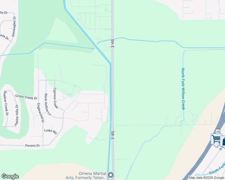 map of restaurants, bars, coffee shops, grocery stores, and more near 5181 North 5th East in Idaho Falls