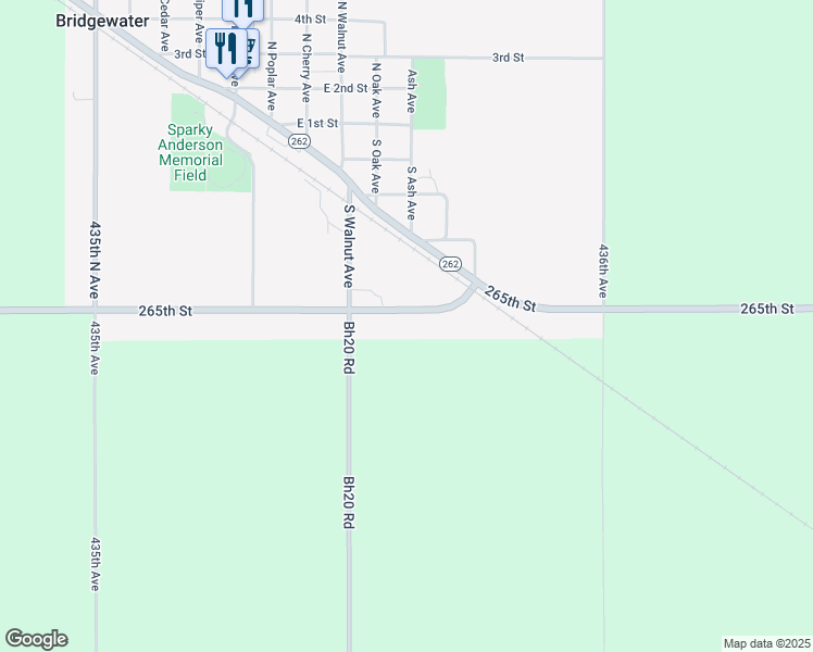 map of restaurants, bars, coffee shops, grocery stores, and more near 43501-43599 265th Street in Bridgewater