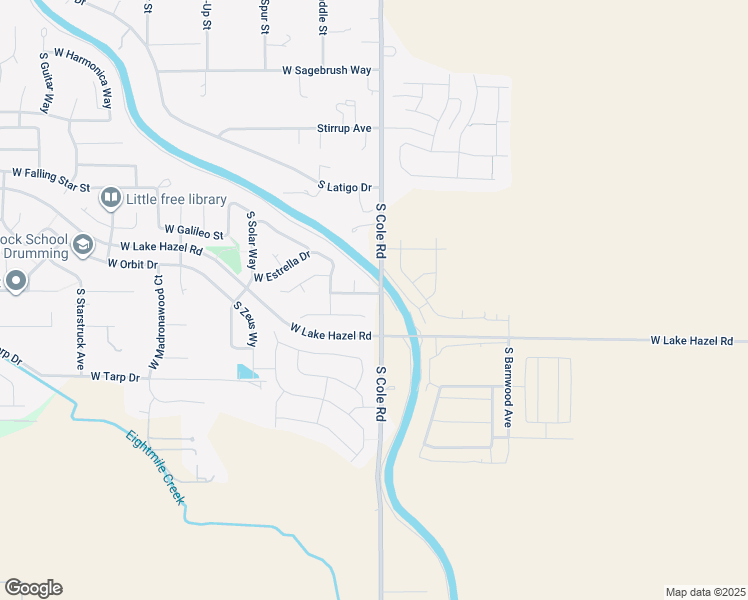 map of restaurants, bars, coffee shops, grocery stores, and more near 7419 West Skylight Street in Boise