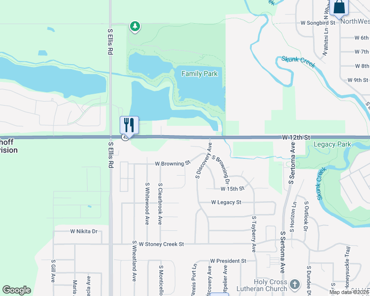 map of restaurants, bars, coffee shops, grocery stores, and more near 8101 West 12th Street in Sioux Falls